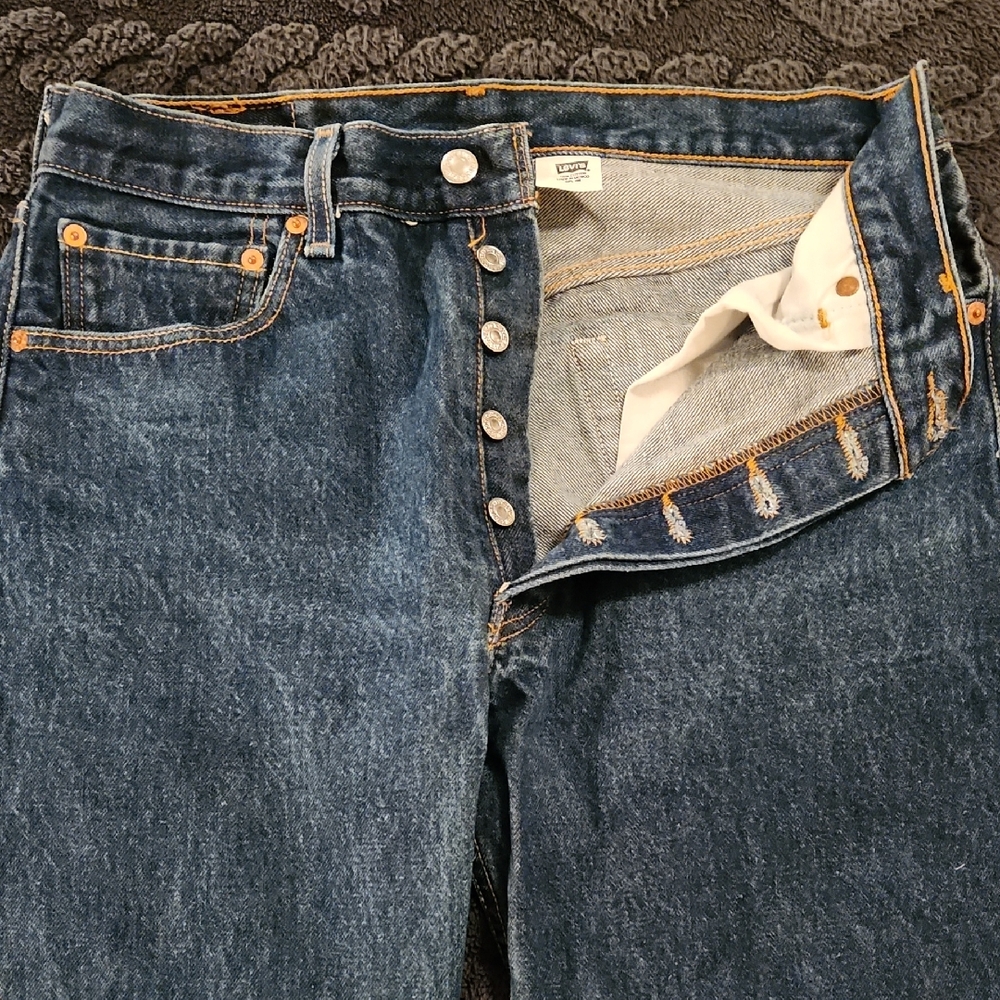 Levi's Classic Blue Denim Jeans - Original 501 Button Fly - Shrink to Fit